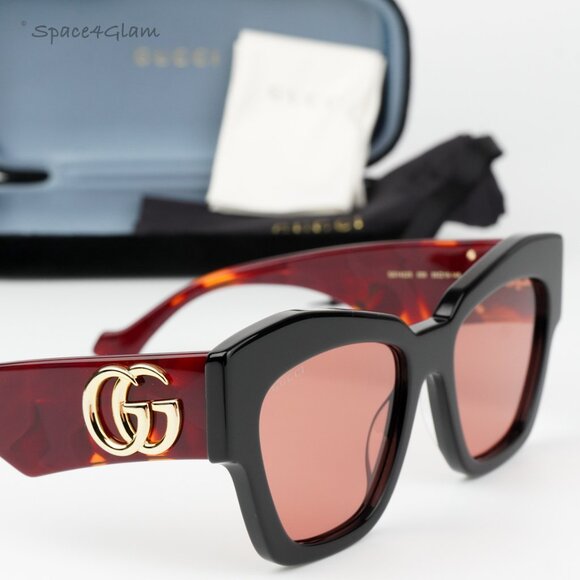 BRAND NEW Gucci GG1422S 005 Black Havana Rust Square Women Sunglasses GG 1422S main image 5